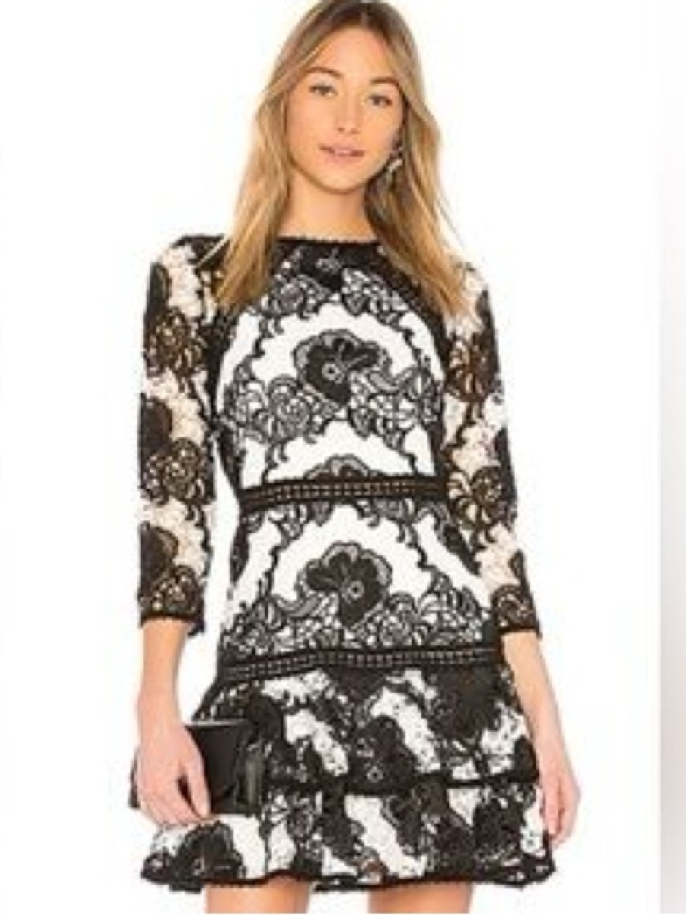 Alexis Black and White Lace Mini Dress